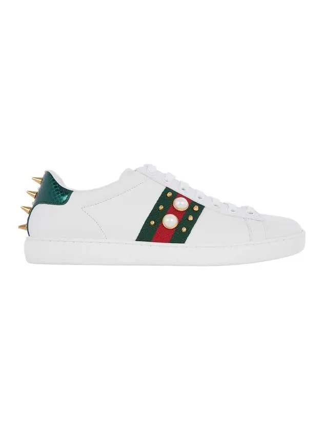 Ace Stud Leather Low Top Sneakers White