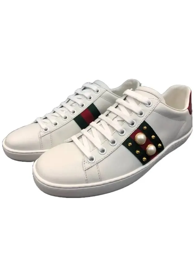 Ace Stud Leather Low Top Sneakers White