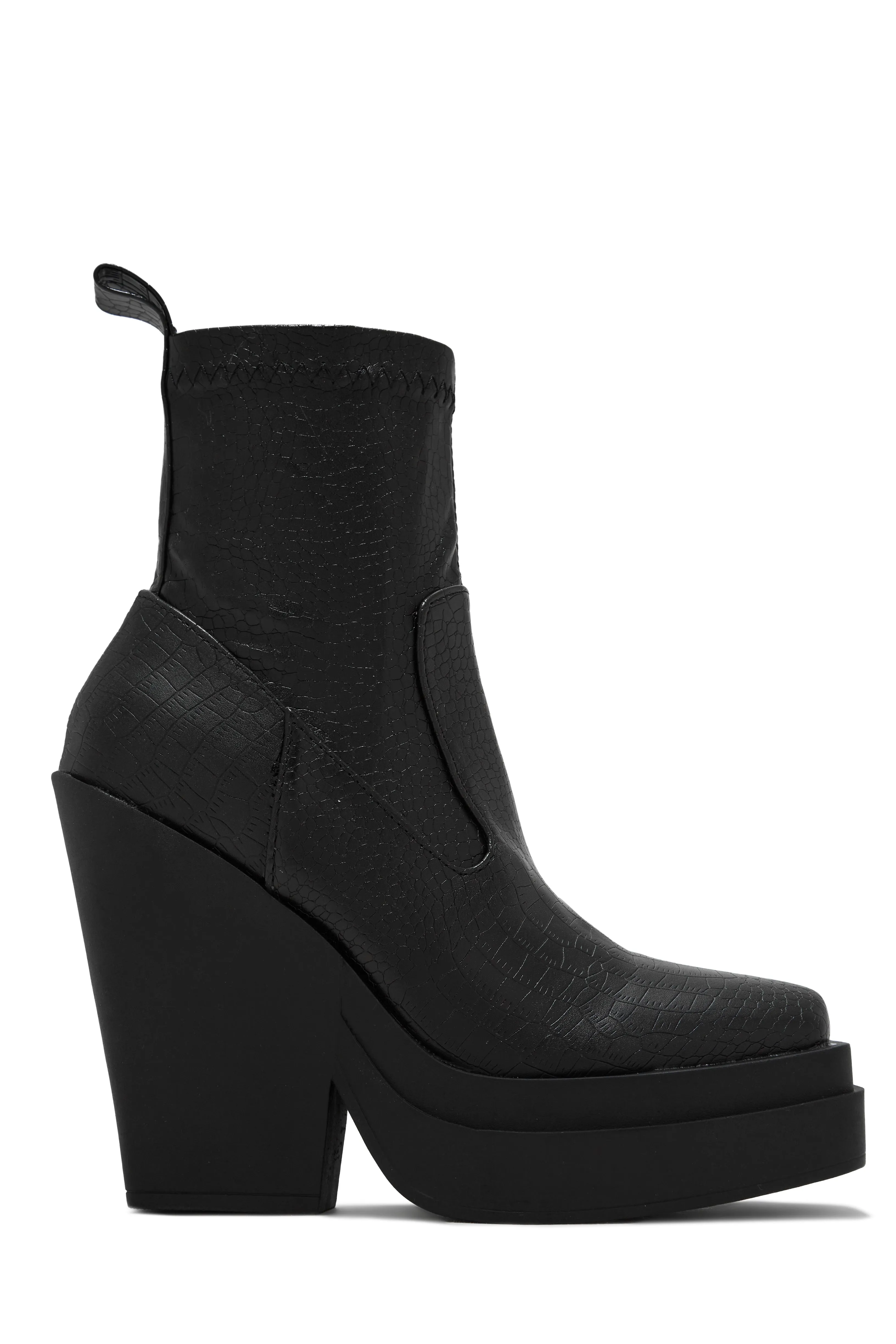 Aleksandra Block Heel Platform Ankle Boots - Black