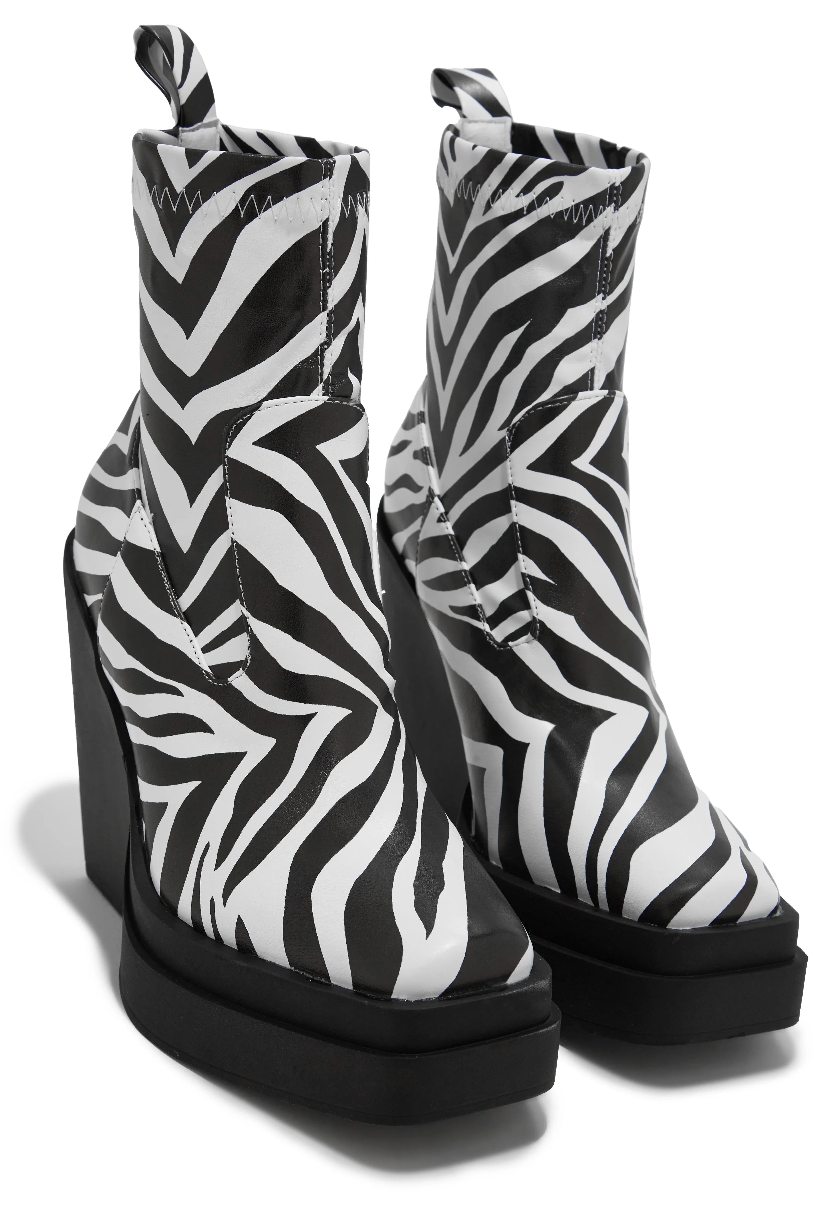 Aleksandra Block Heel Platform Ankle Boots - Zebra