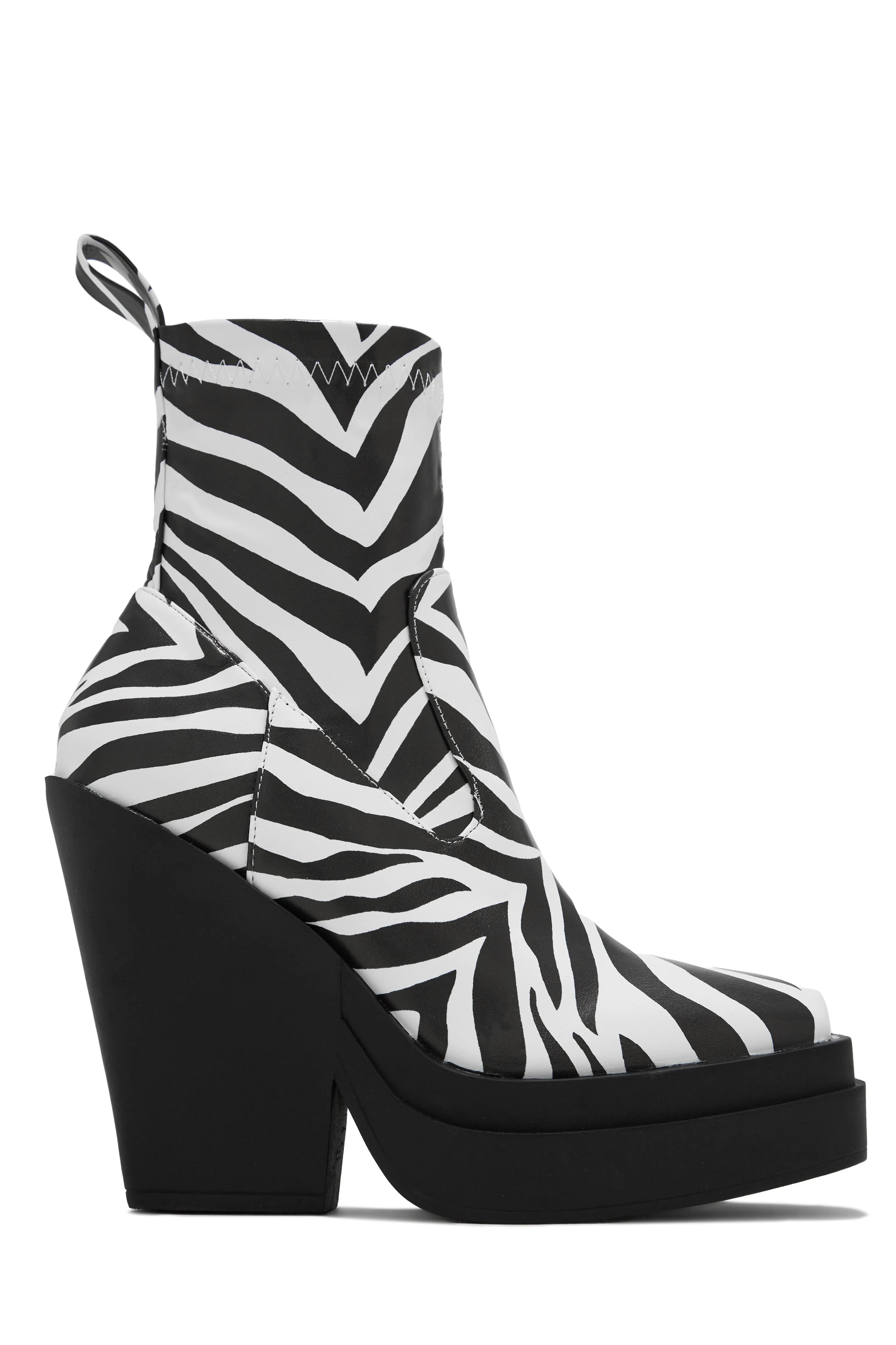 Aleksandra Block Heel Platform Ankle Boots - Zebra