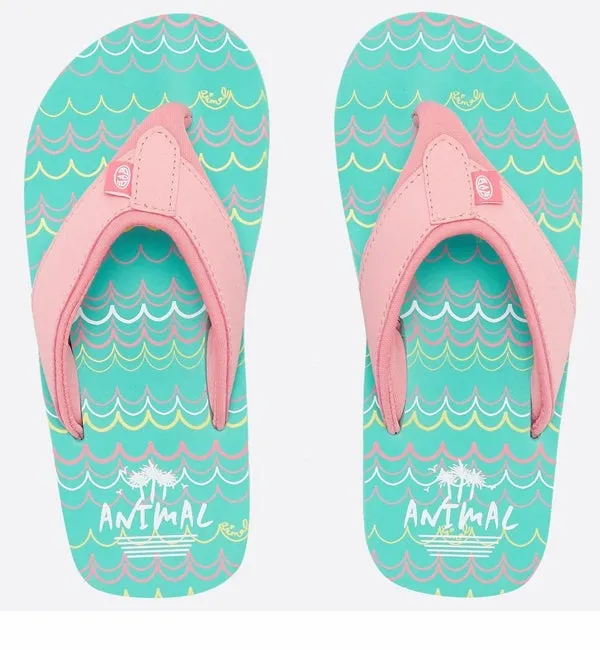 Animal Girls Swish AOP Flip Flops  - Turquoise Green