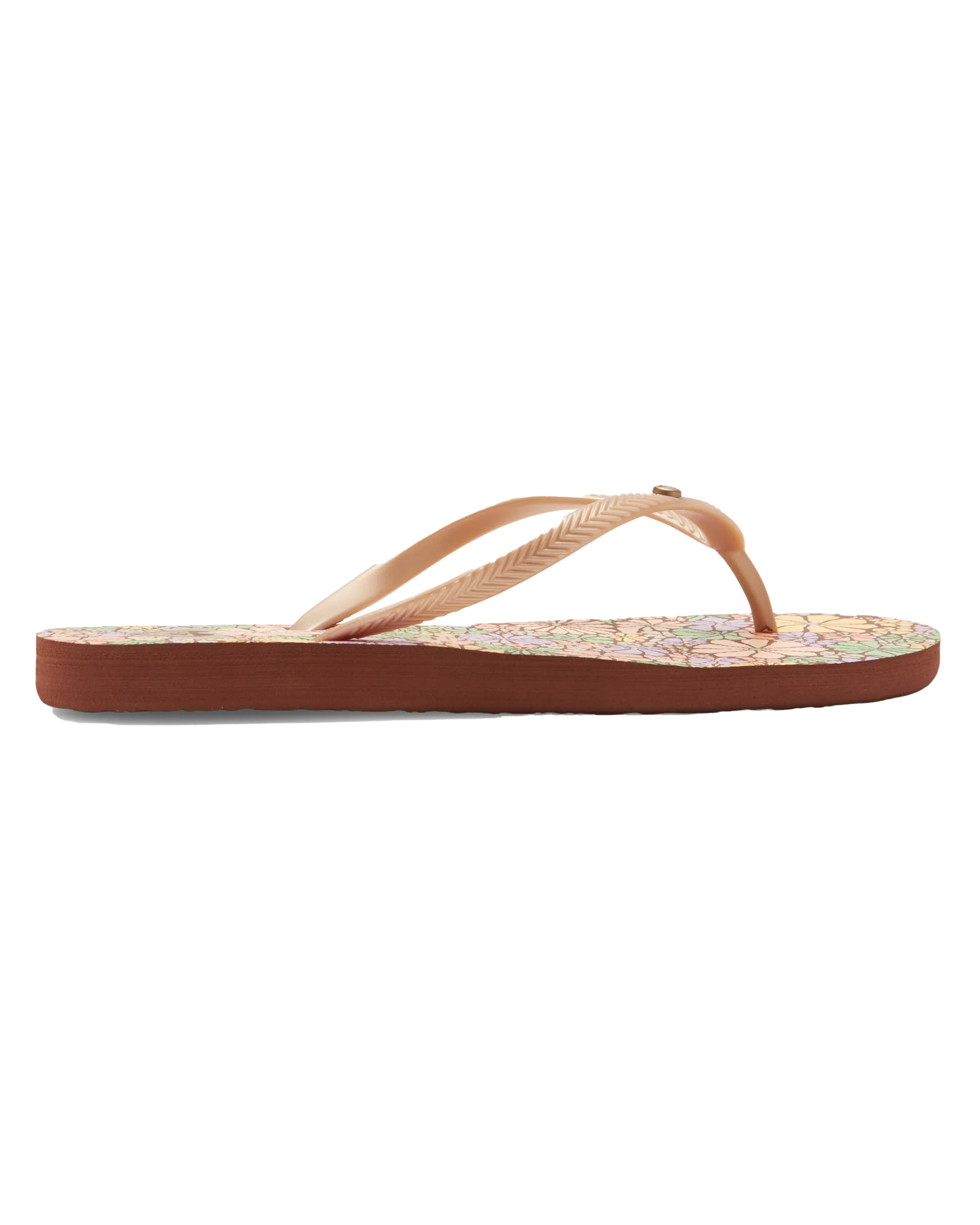 Bermuda Print Flip Flops in Brown Combo