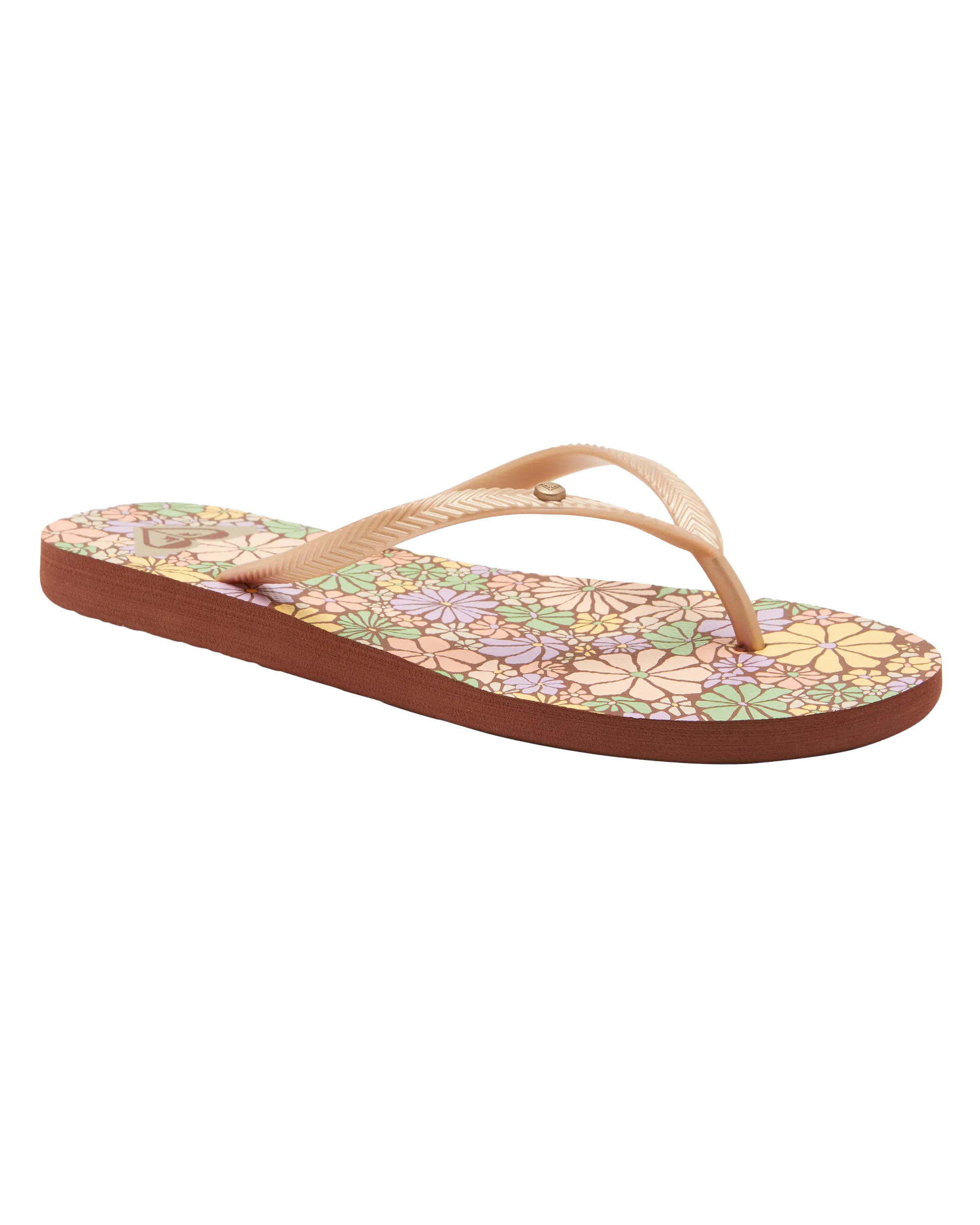 Bermuda Print Flip Flops in Brown Combo