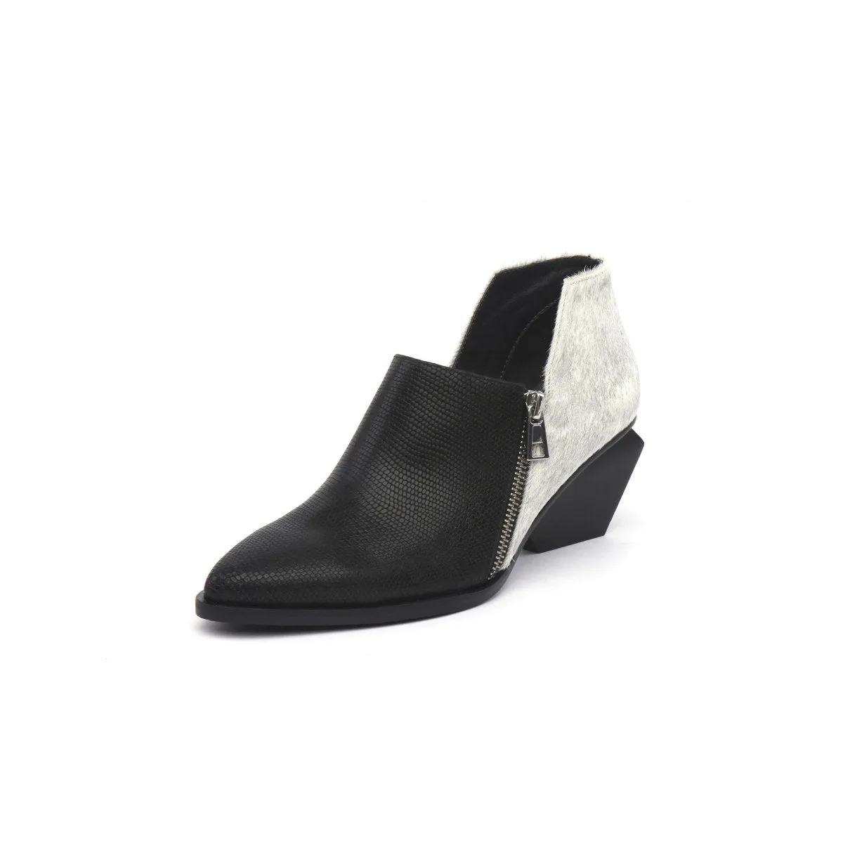 Block Heel Leather Ankle Boots