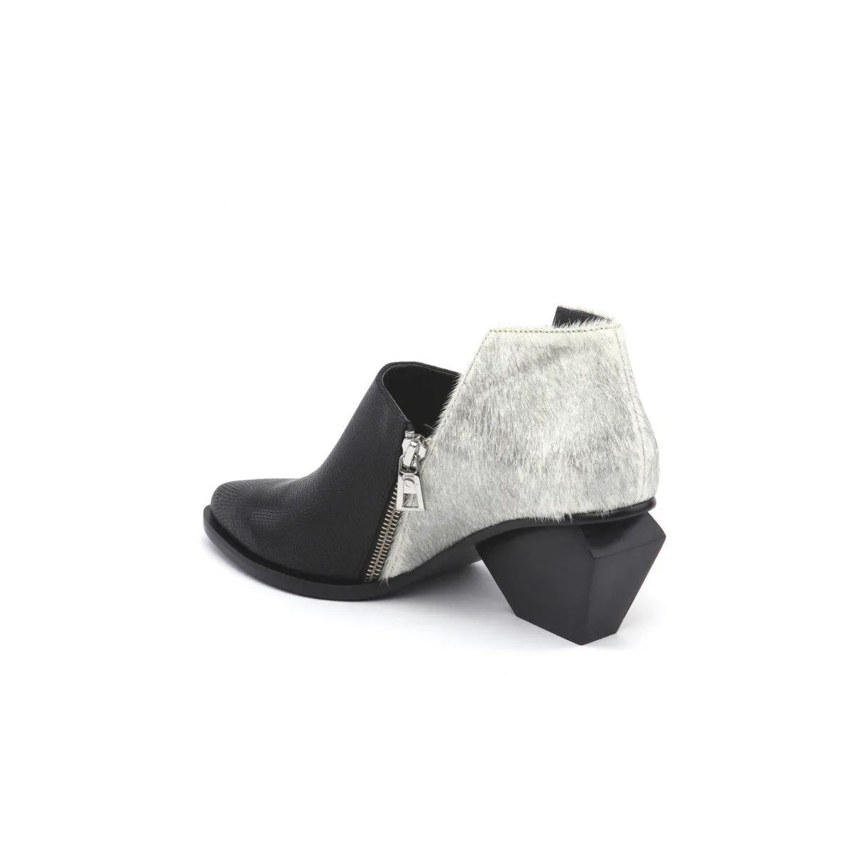 Block Heel Leather Ankle Boots