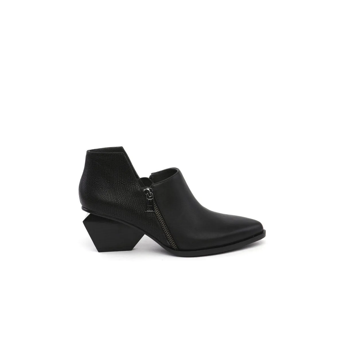 Block Heel Leather Ankle Boots