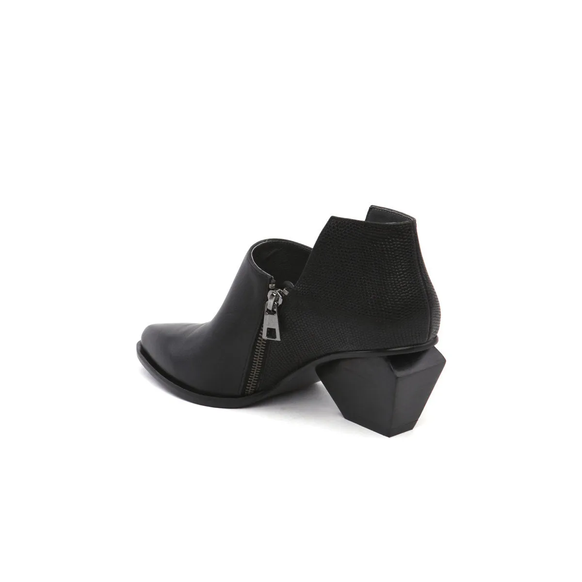 Block Heel Leather Ankle Boots