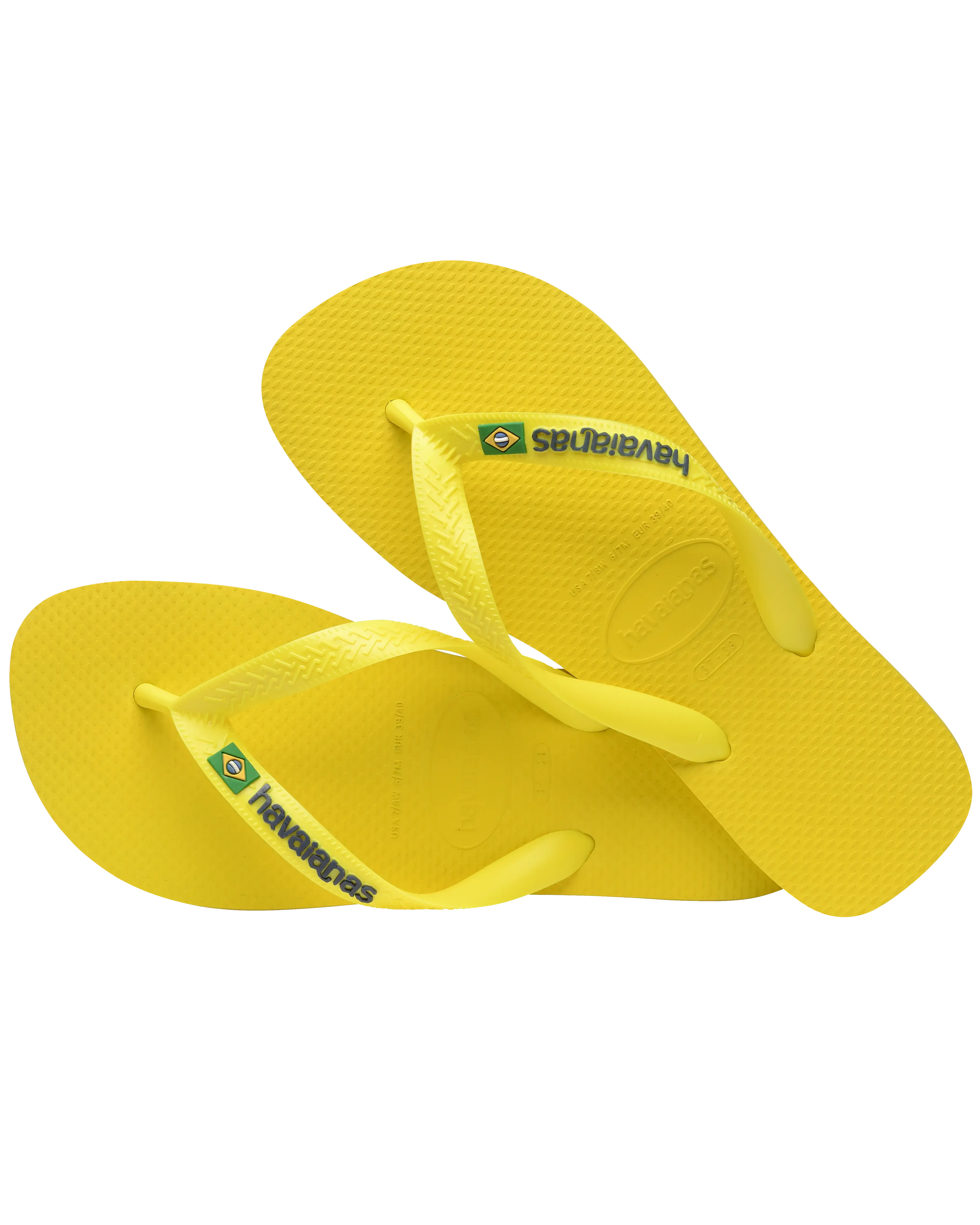 Boys Brasil Logo Neon Flip Flops in Citrus Yellow