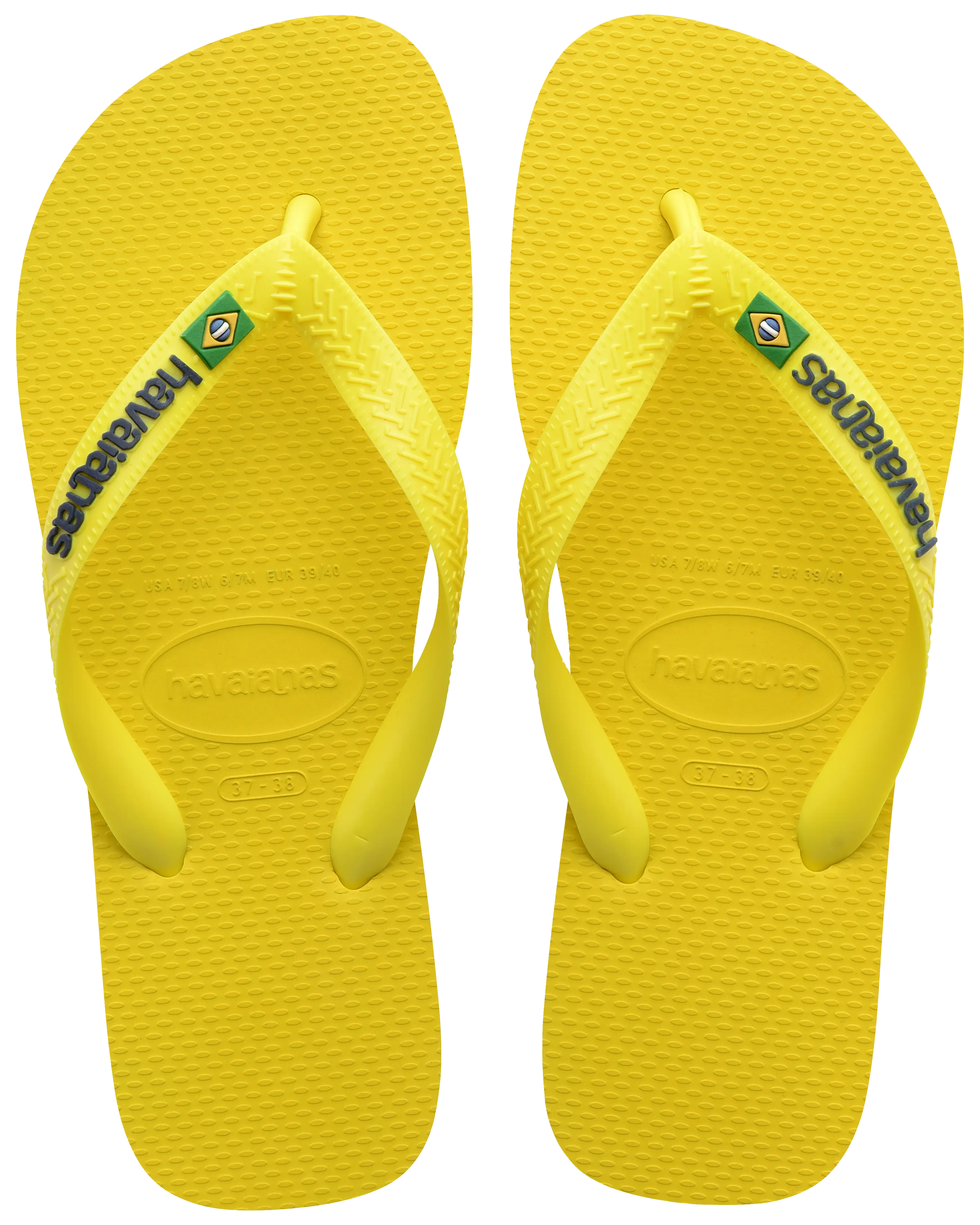 Boys Brasil Logo Neon Flip Flops in Citrus Yellow