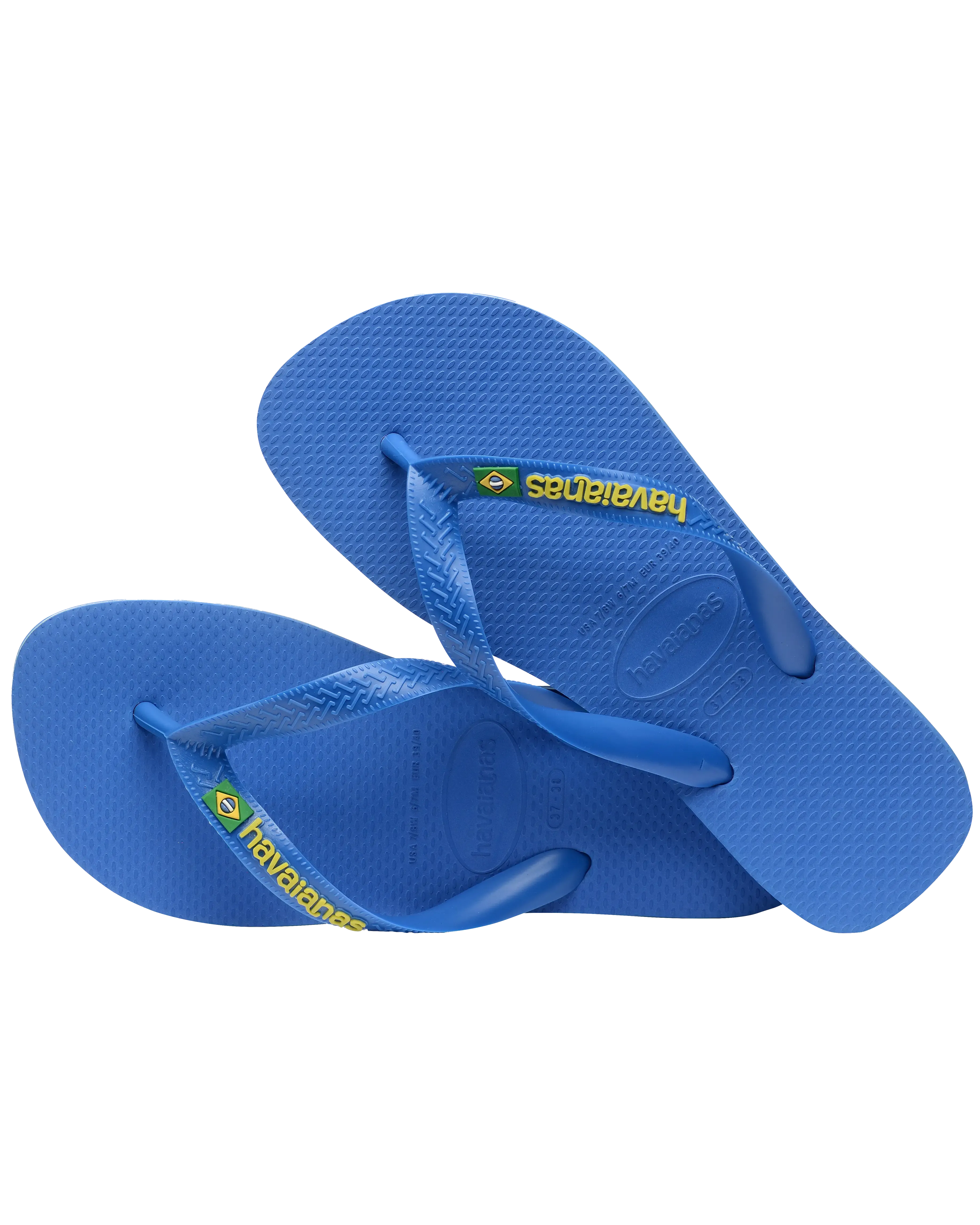 Boys Brasil Logo Neon Flip Flops in Star Blue