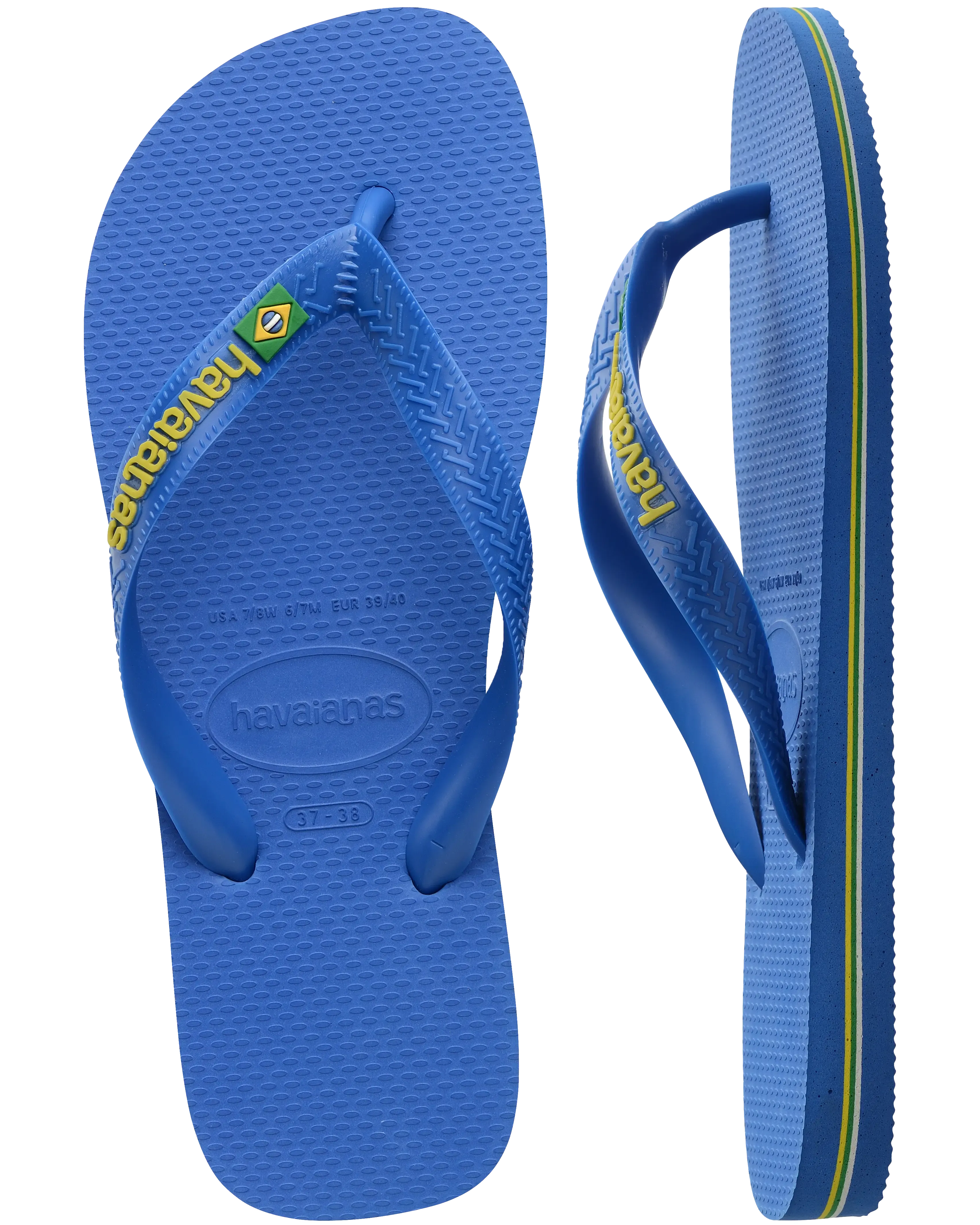 Boys Brasil Logo Neon Flip Flops in Star Blue