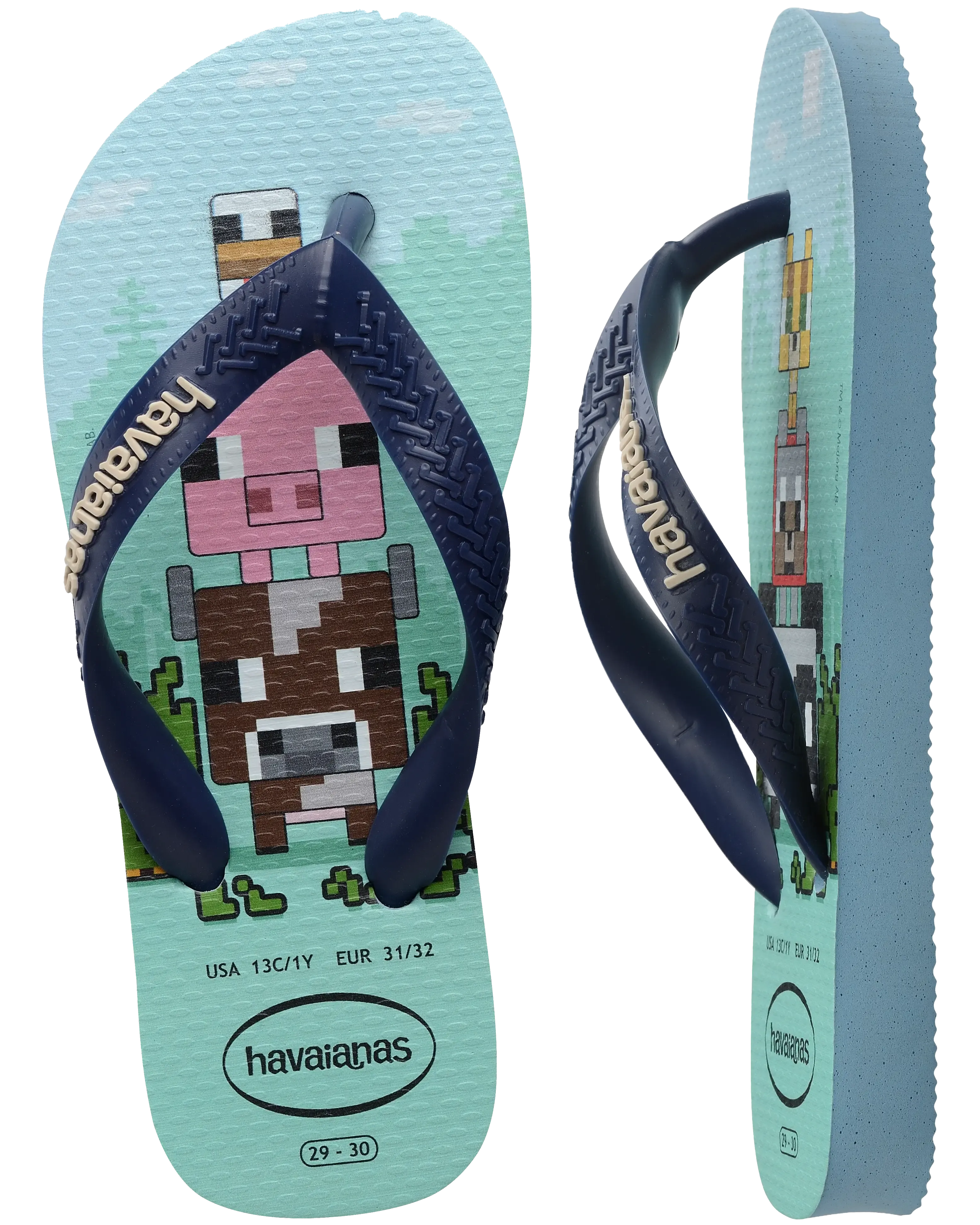 Boys Minecraft Flip Flops in Lavender Blue