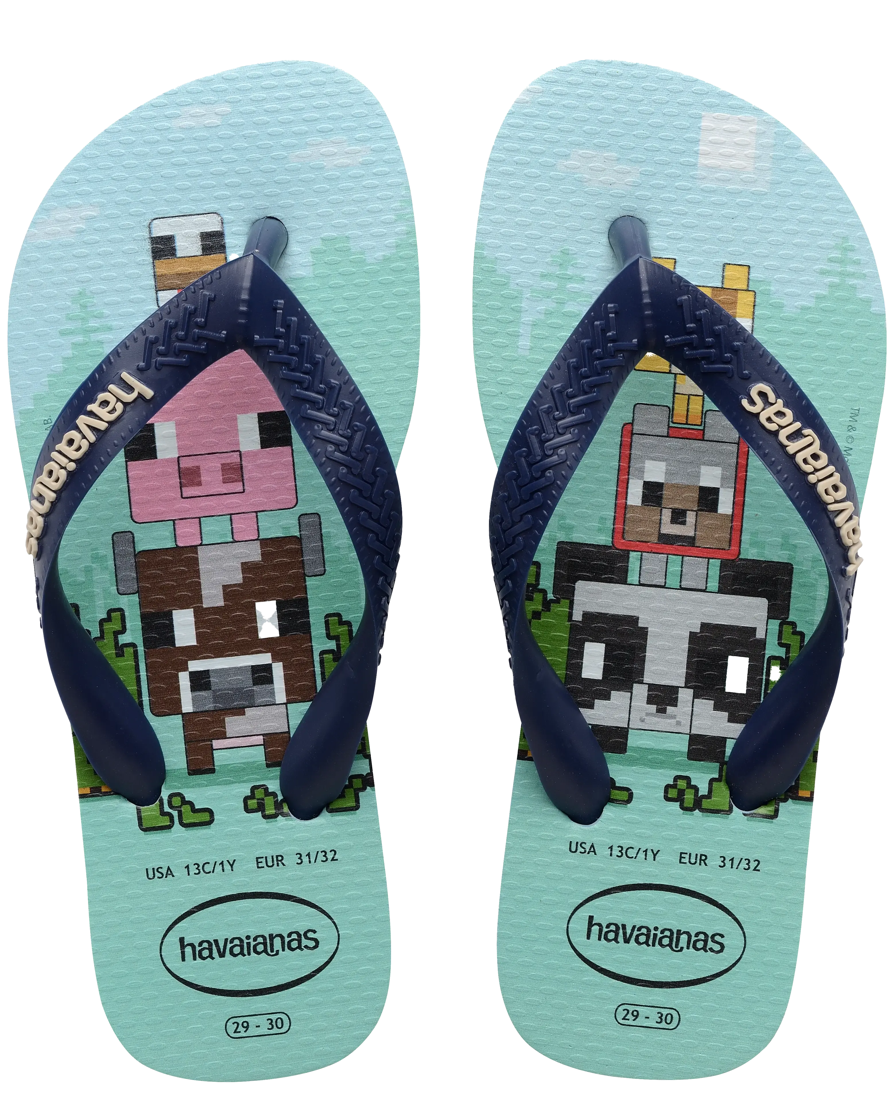 Boys Minecraft Flip Flops in Lavender Blue