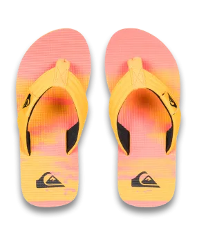 Boys Molokai Layback II Flip Flops in Fiery Coral Bloomfade