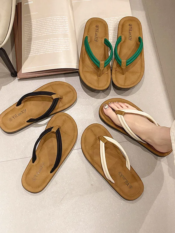 Casual Bicolor PU Flip Flops