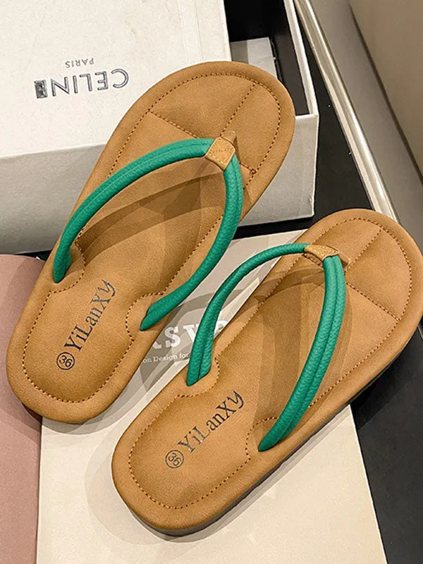 Casual Bicolor PU Flip Flops