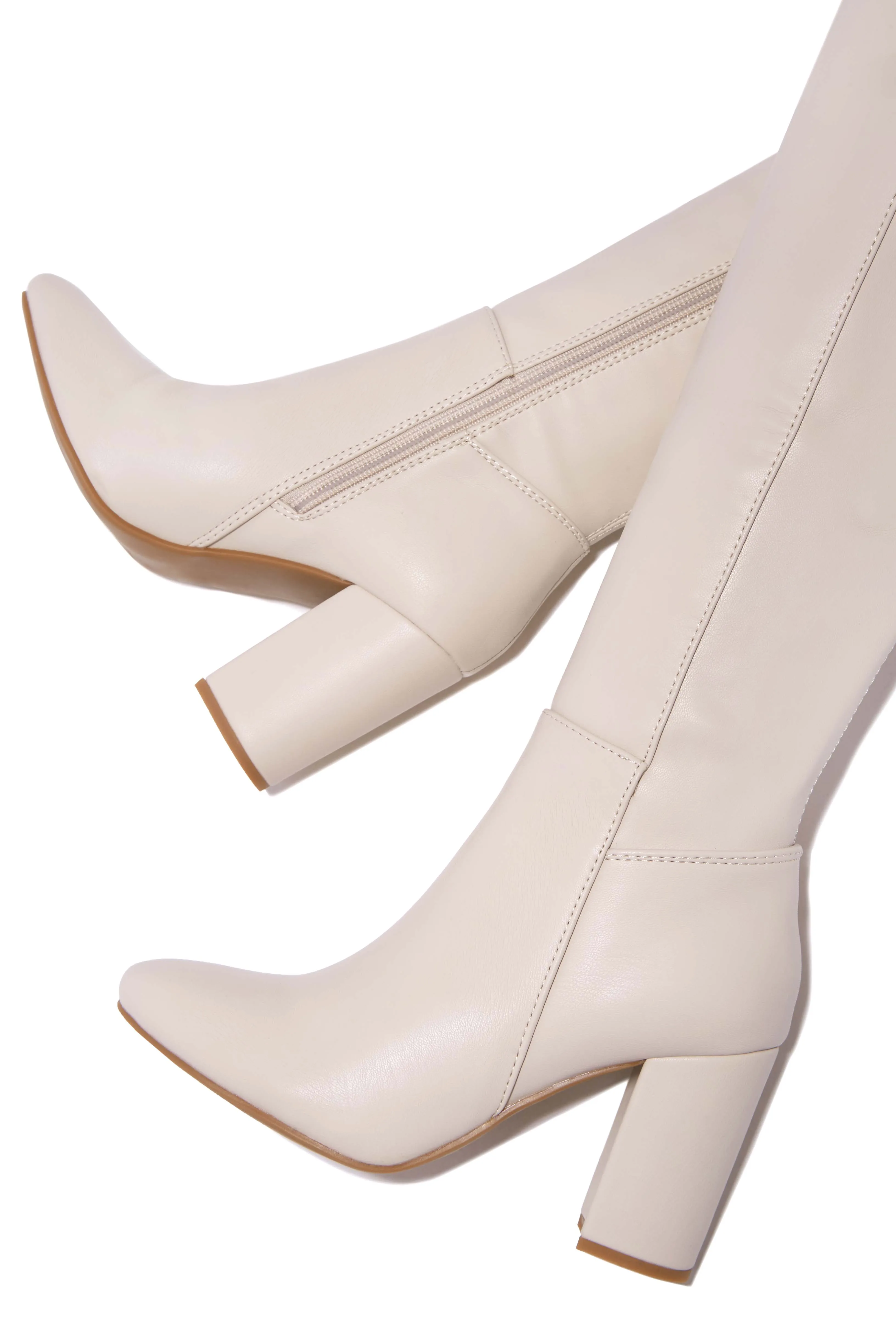 Colette Block Heel Boots - Ivory