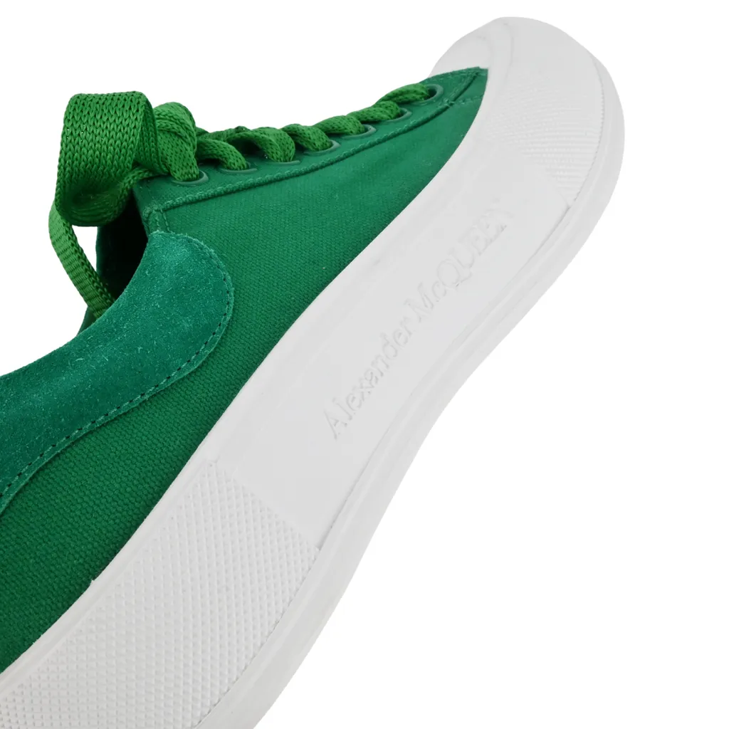 Deck Plimsoll Green Canvas Sneakers