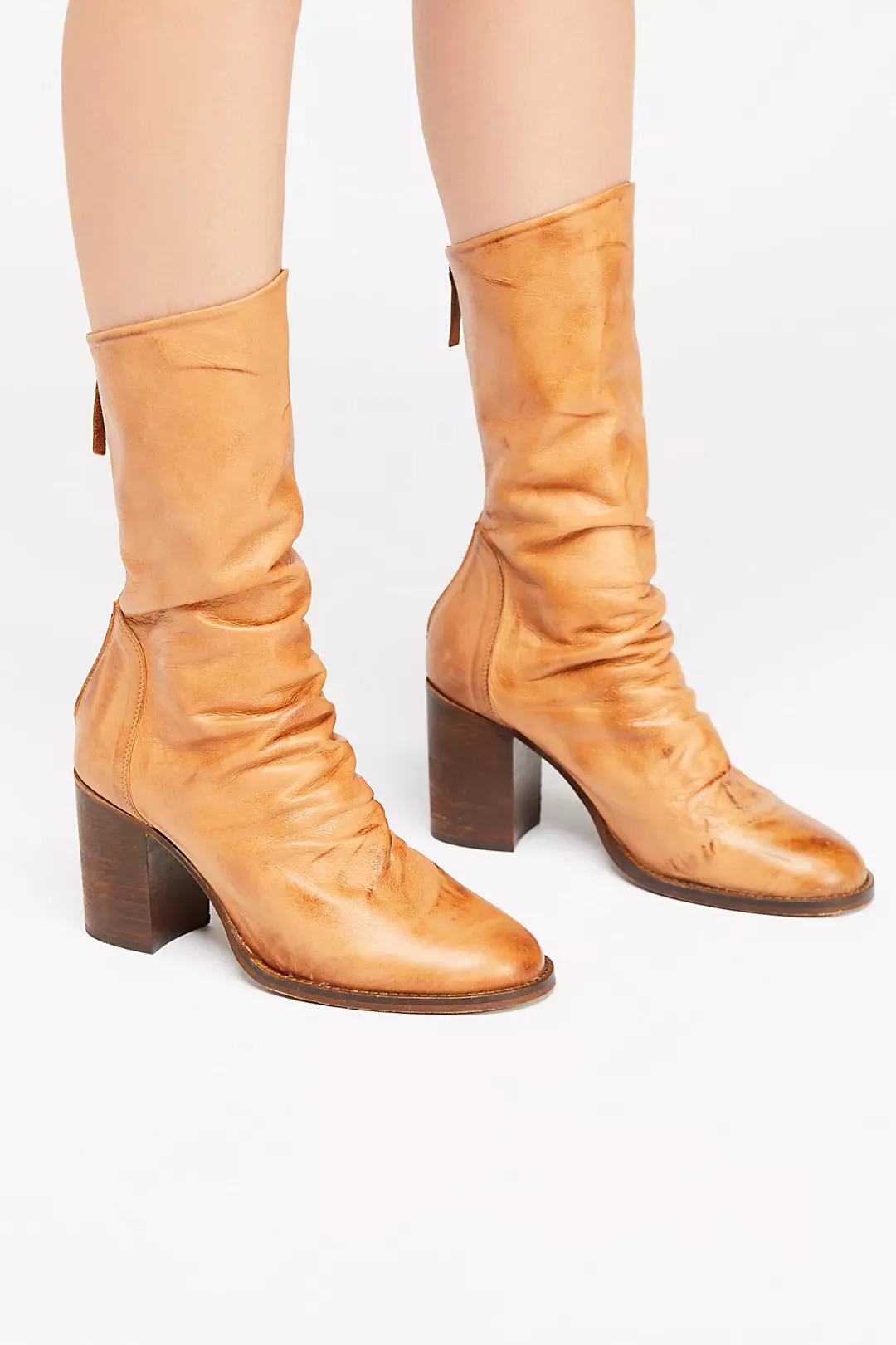 Elle Block Heel Boot Tan