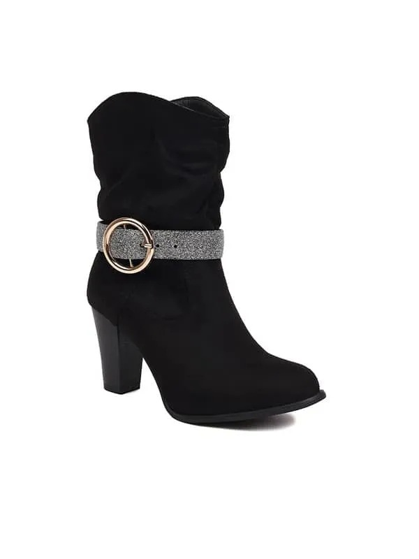 Fashion Round Toe Block Heel &Boots