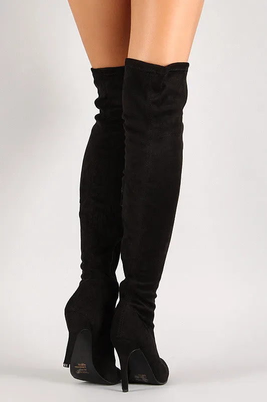 Faux Suede Stiletto Thigh High Boot