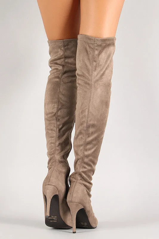 Faux Suede Stiletto Thigh High Boot