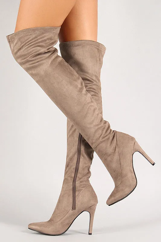 Faux Suede Stiletto Thigh High Boot