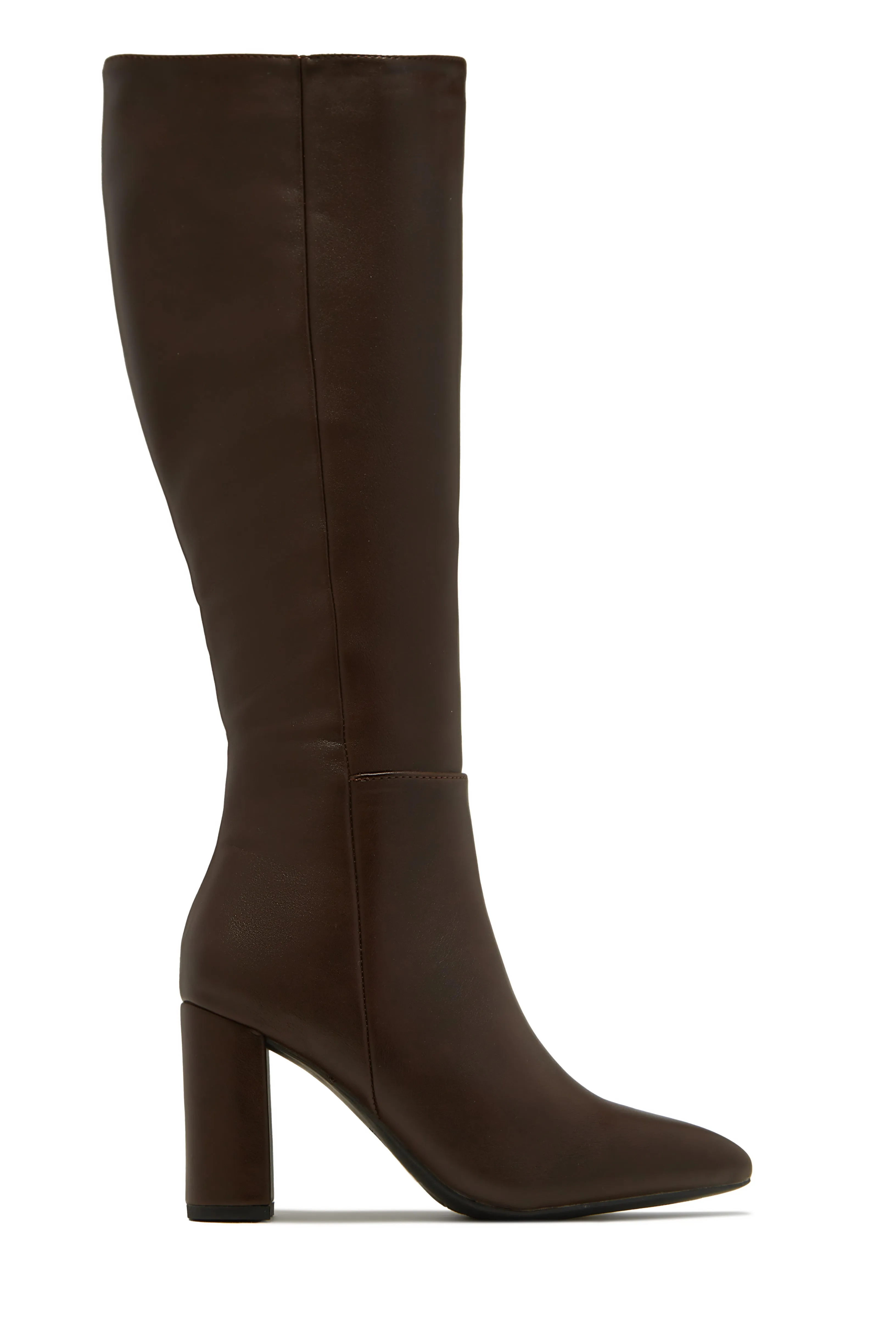 Fine Time Block Heel Knee High Boots - Black