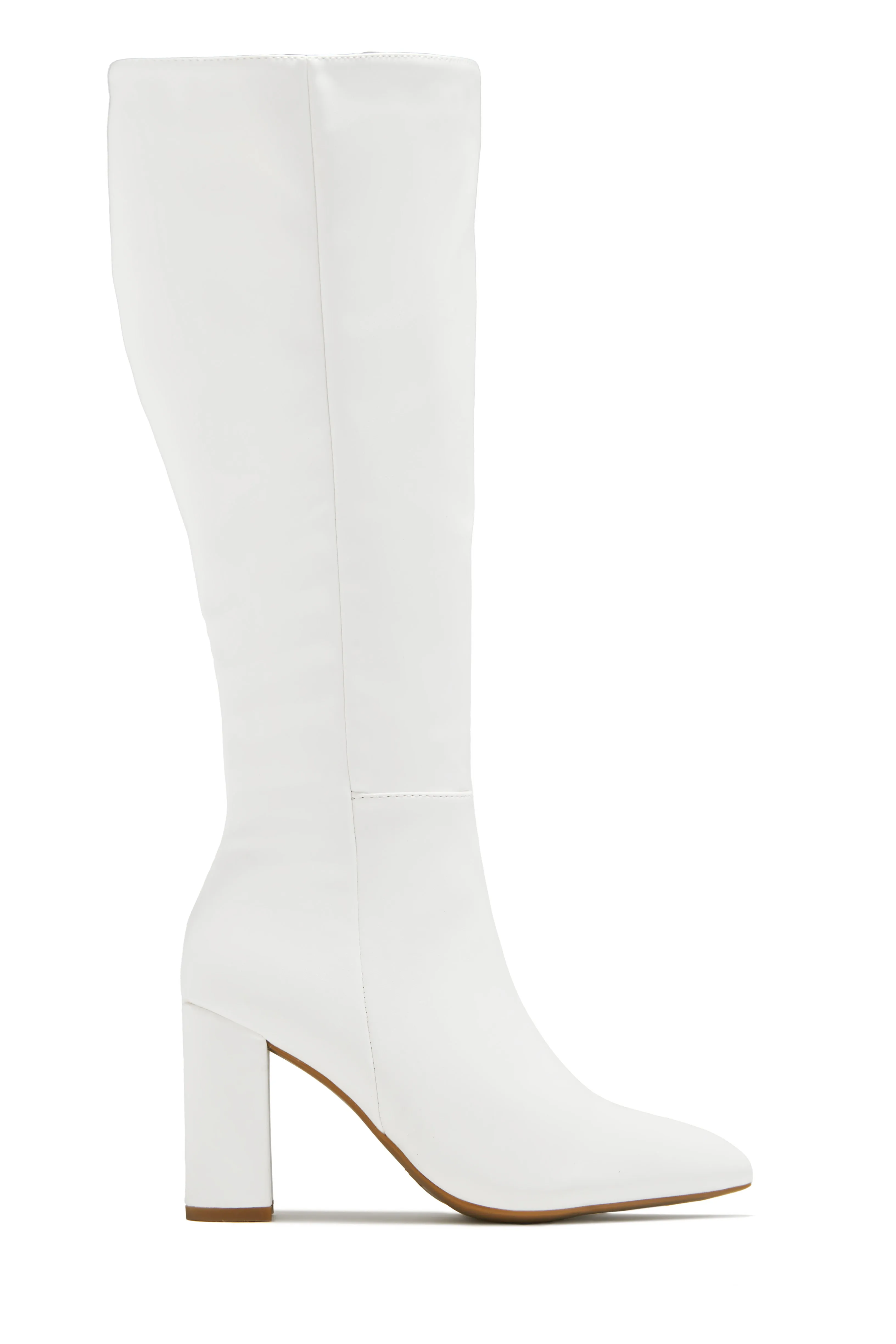 Fine Time Block Heel Knee High Boots - Ivory