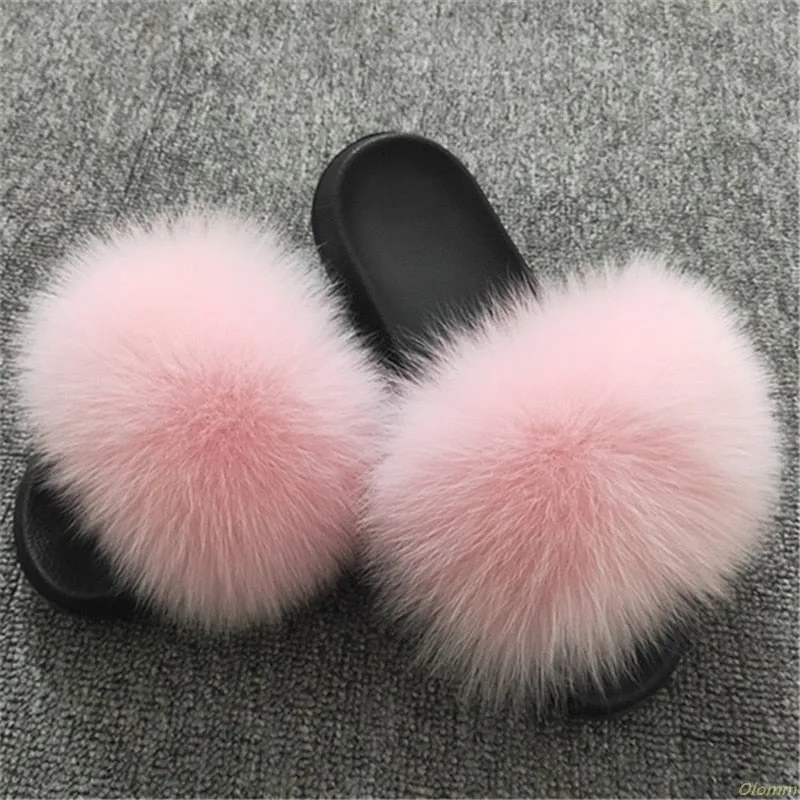 Furry Slippers Ladies Shoes Cute Plush Slippers