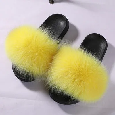 Furry Slippers Ladies Shoes Cute Plush Slippers