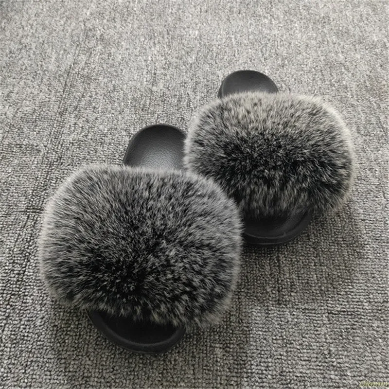 Furry Slippers Ladies Shoes Cute Plush Slippers