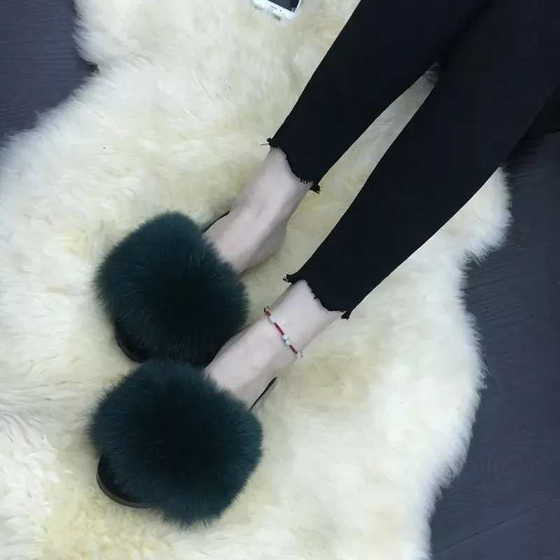 Furry Slippers Ladies Shoes Cute Plush Slippers