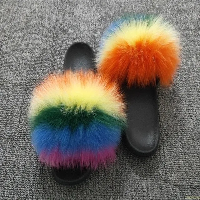 Furry Slippers Ladies Shoes Cute Plush Slippers