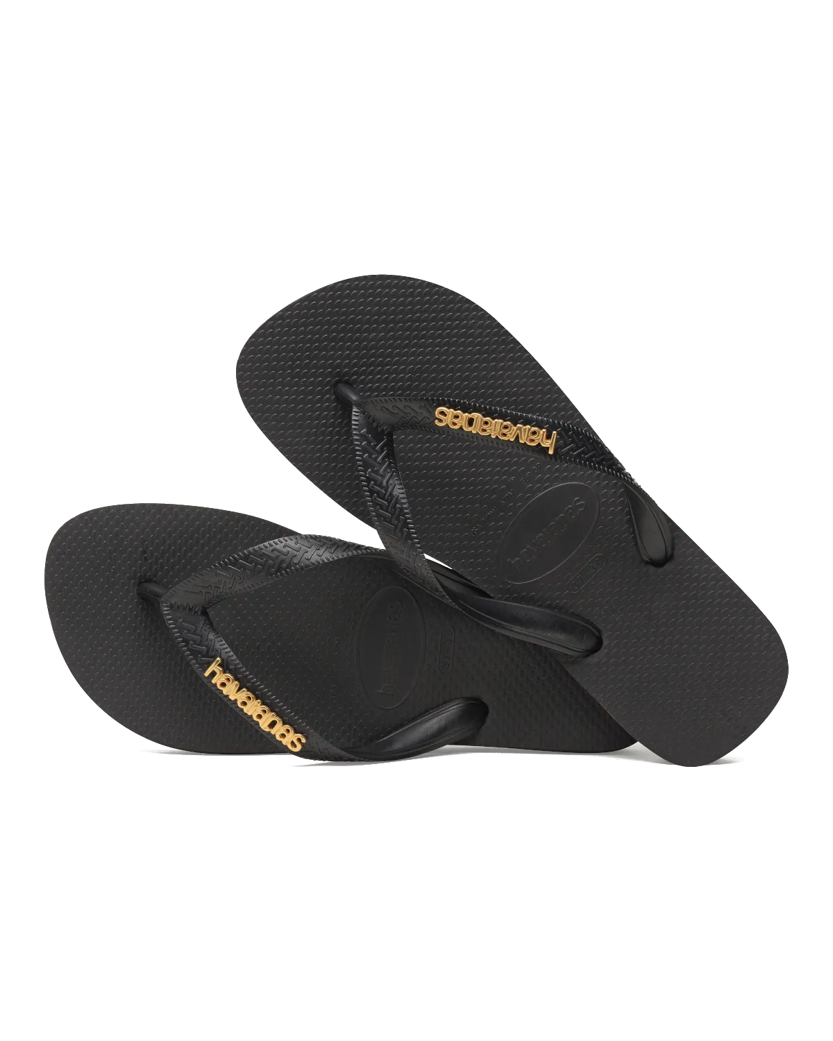 Logo Metallic Flip Flops in Black