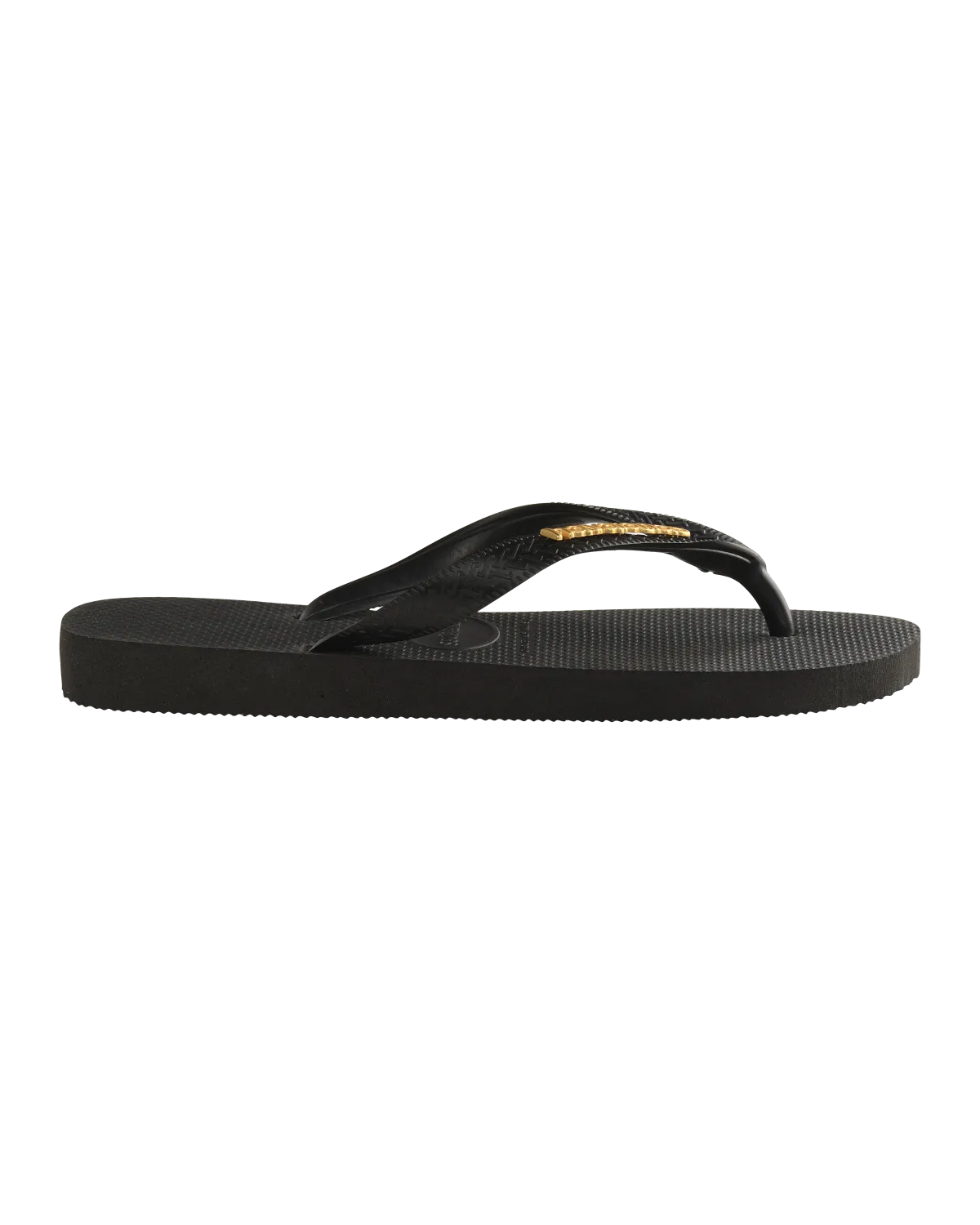 Logo Metallic Flip Flops in Black