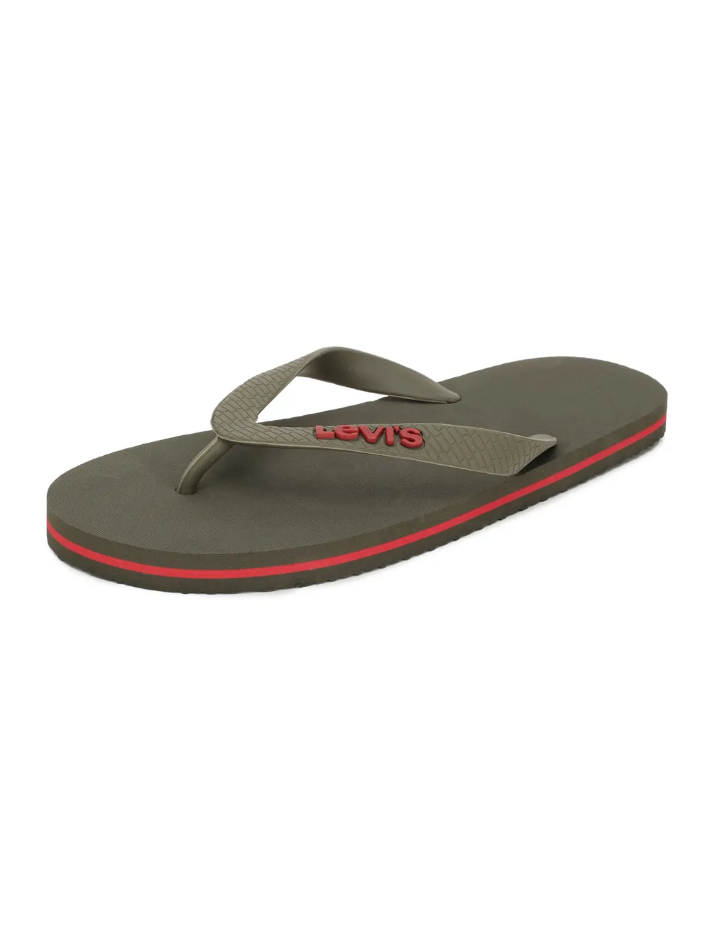 Men's Olive Green Debossed Logo Flip-Flops