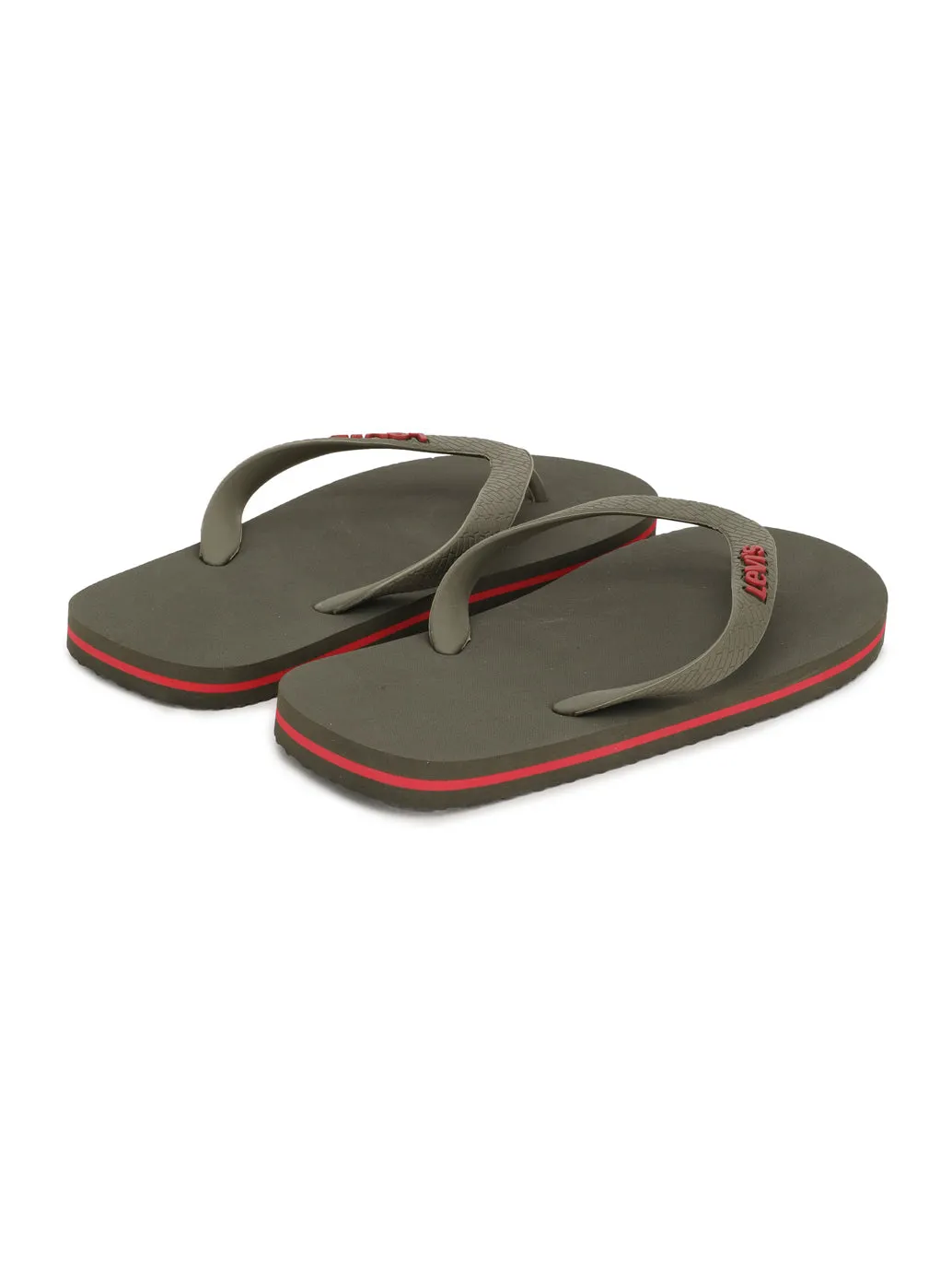 Men's Olive Green Debossed Logo Flip-Flops