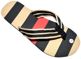 OCTAVE Mens Flip Flops - Striped Comfort Strap Design - Black