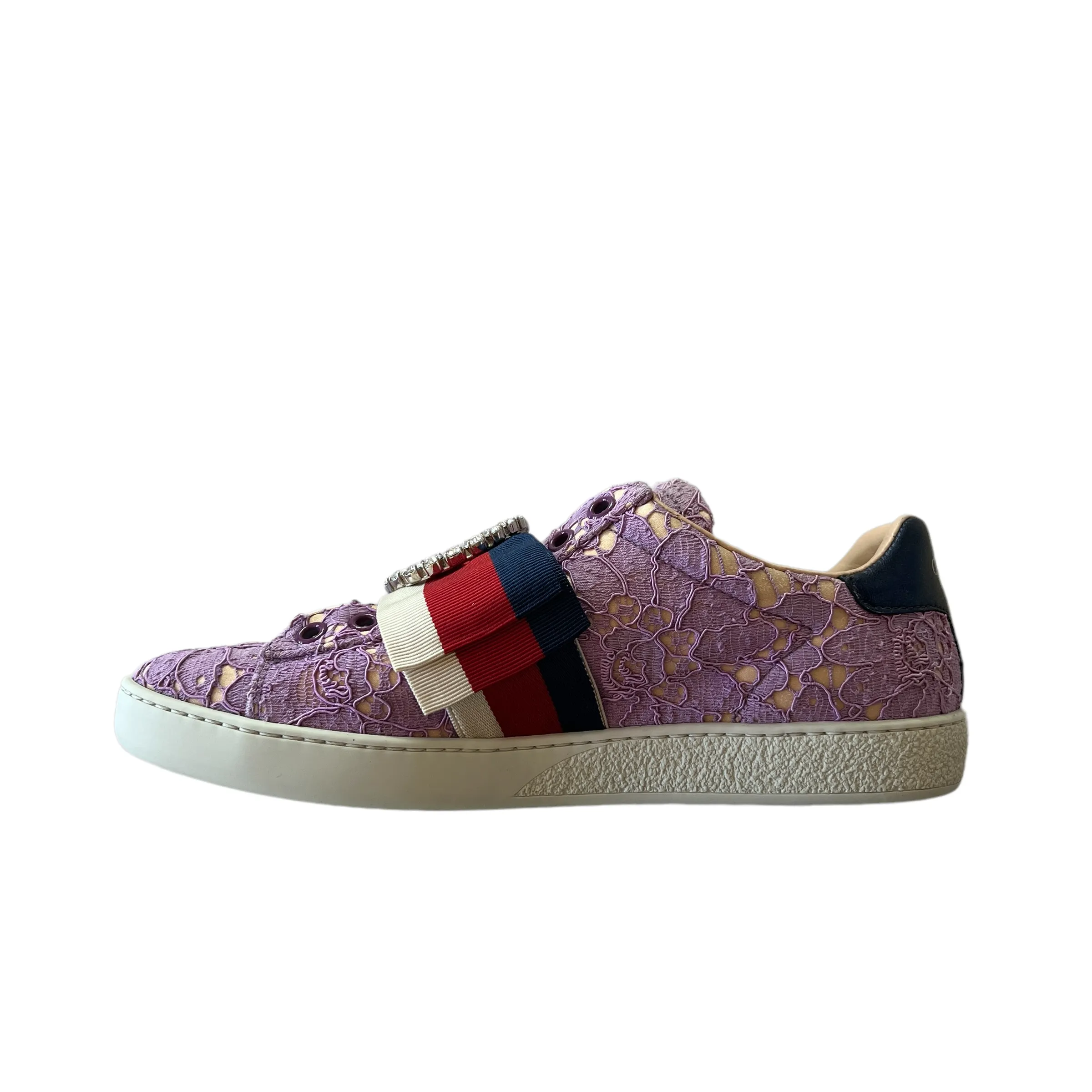 Purple Lace and Crystals Sneakers - 7