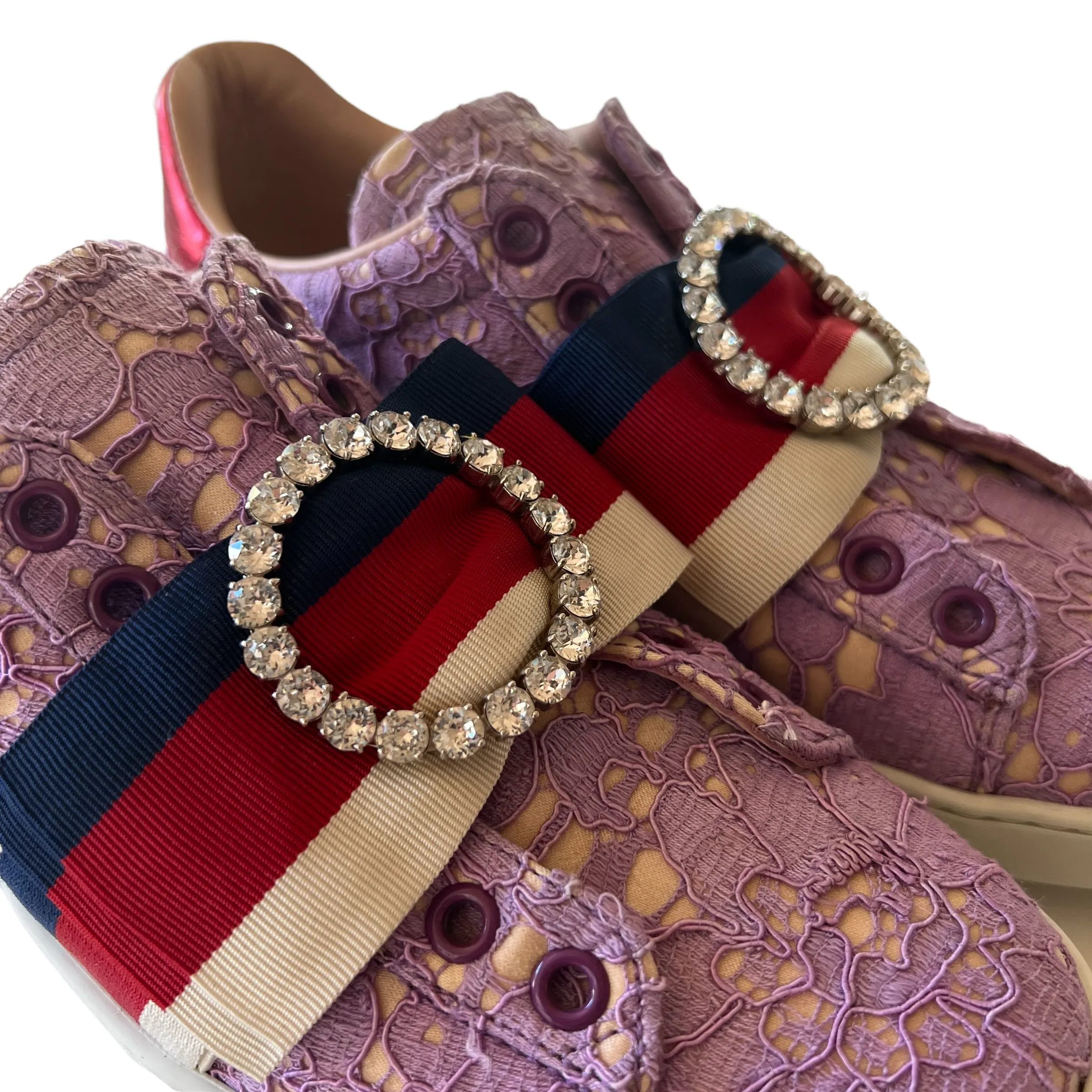 Purple Lace and Crystals Sneakers - 7