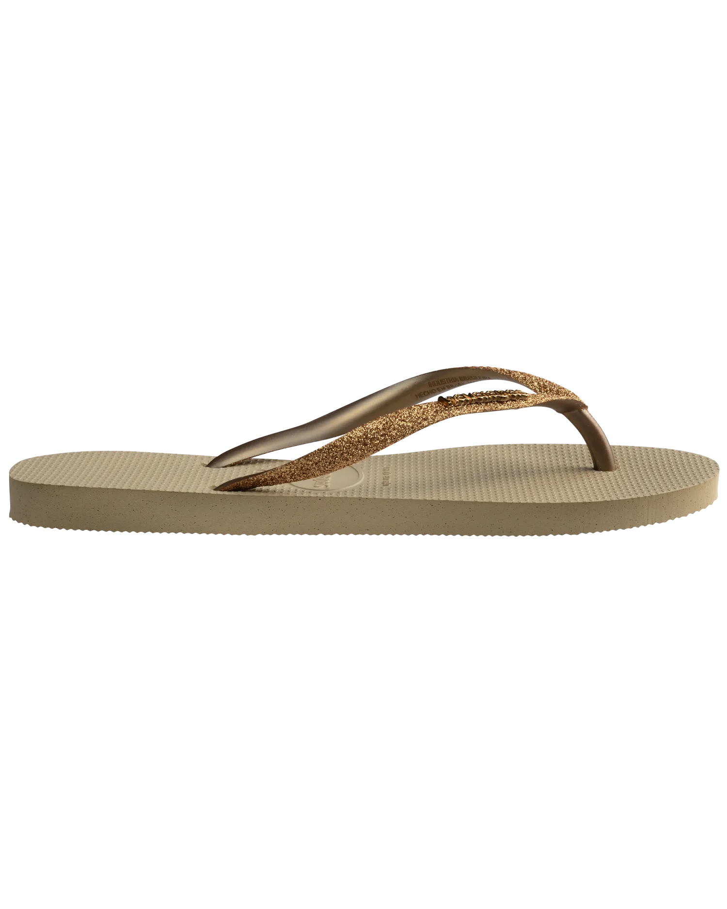 Slim Glitter II Flip Flops in Sand & Golden