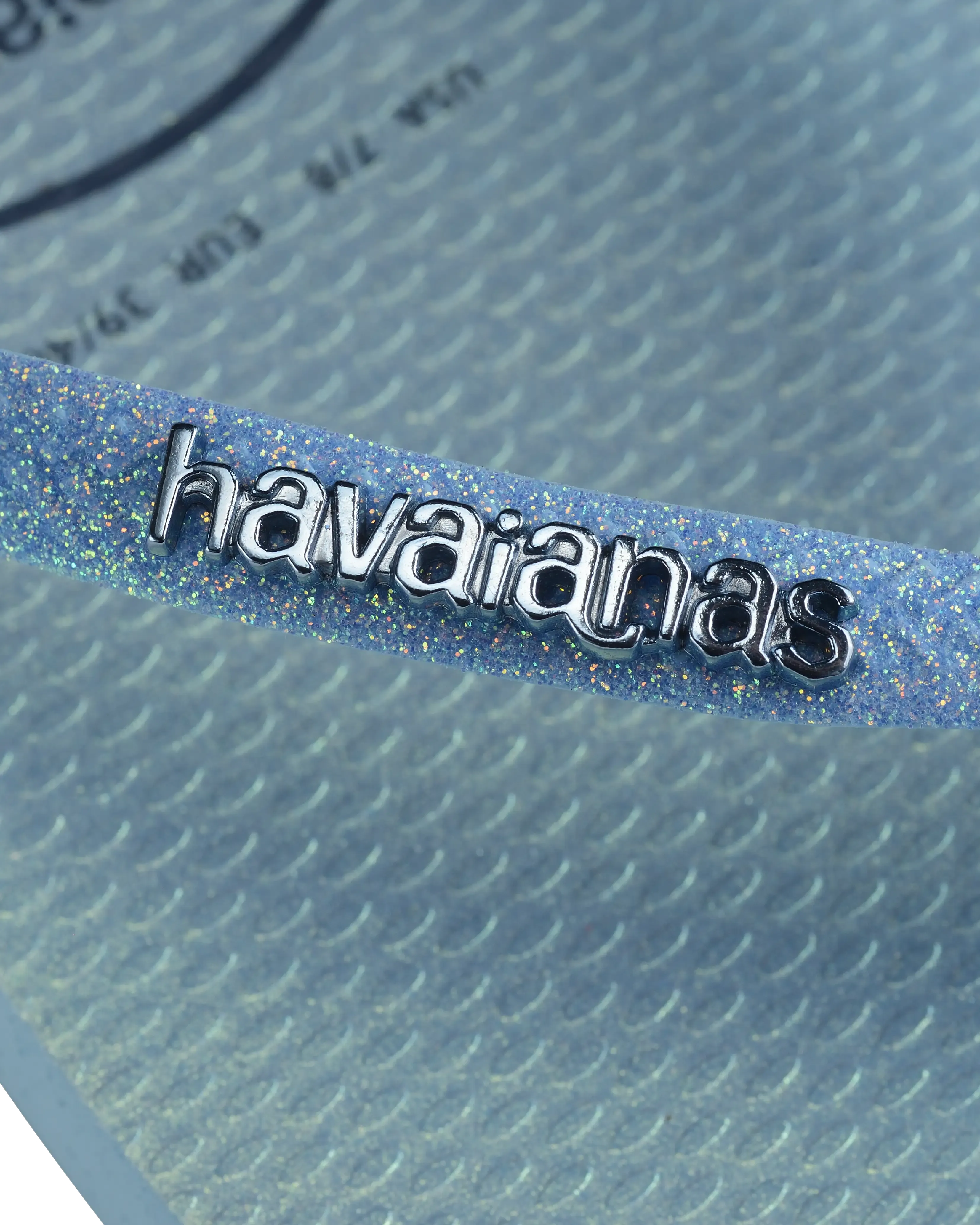 Slim Glitter Iridescent Flip Flops in Lavender Blue