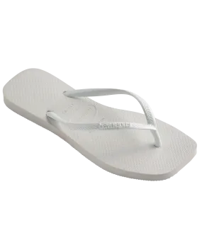 Slim Square Flip Flops in White