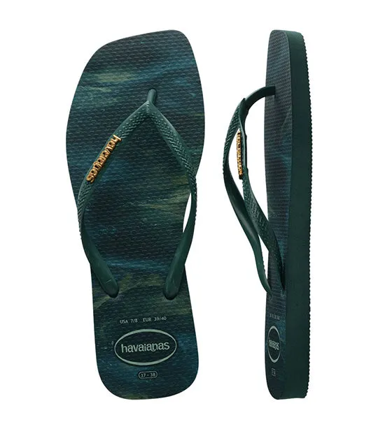 Slim Square Trendy Flip Flops Pantanal Green