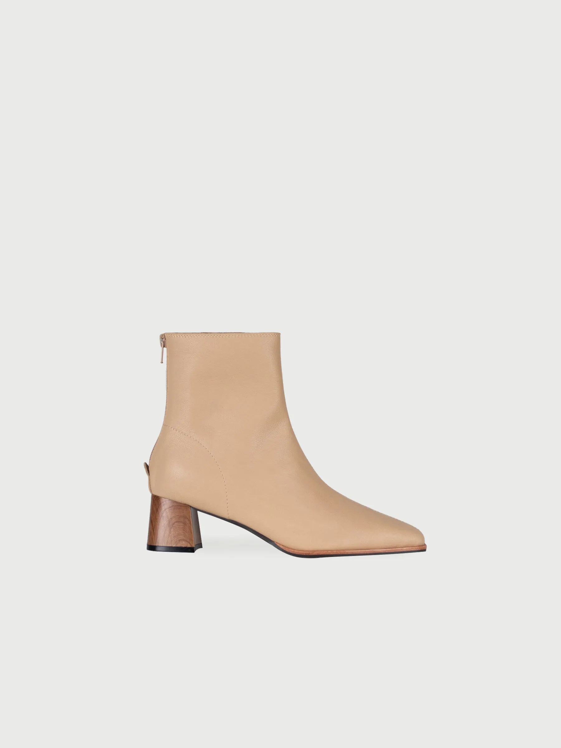 Square Toe Block Heel Leather Boots