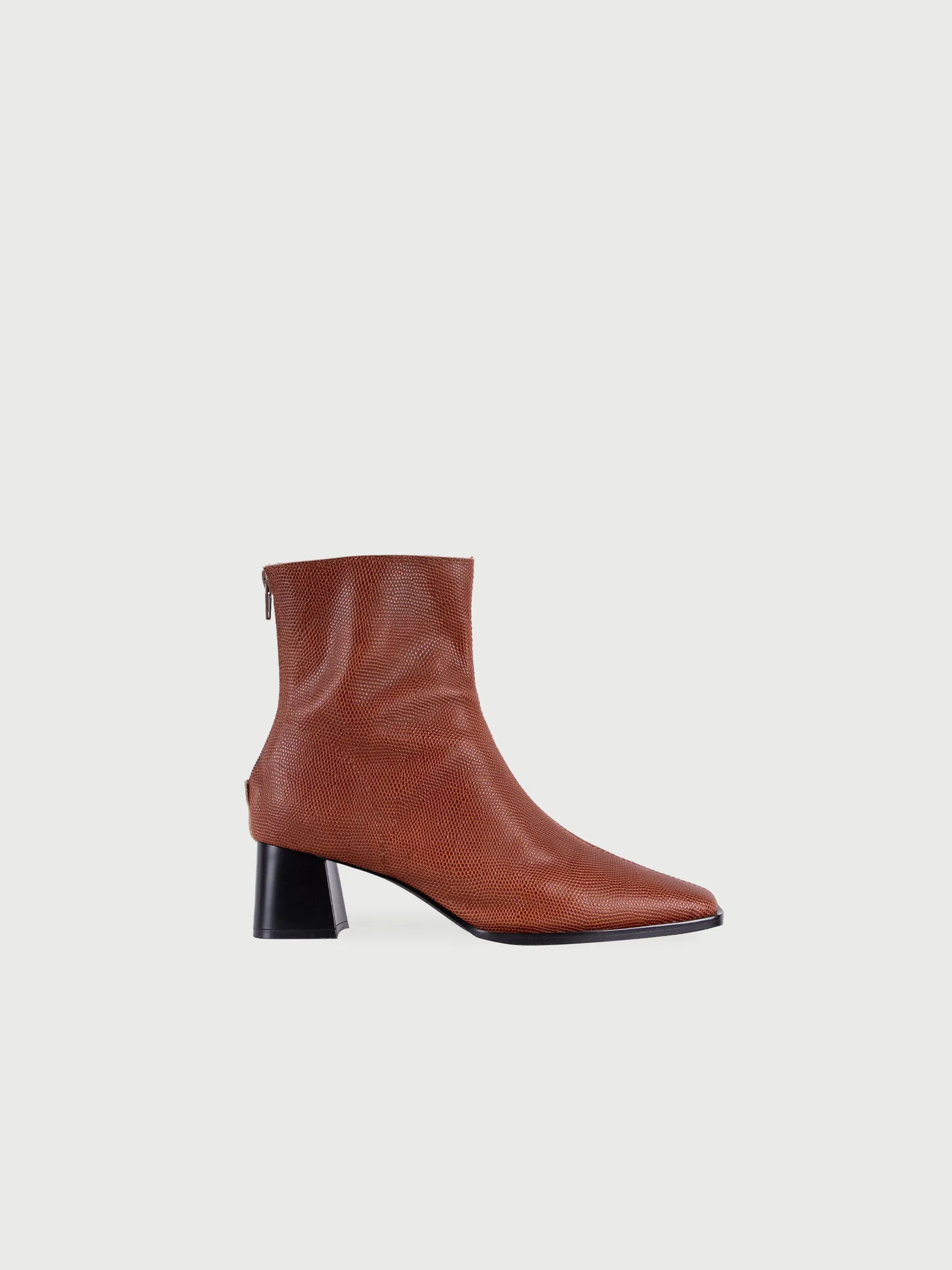 Square Toe Block Heel Leather Boots