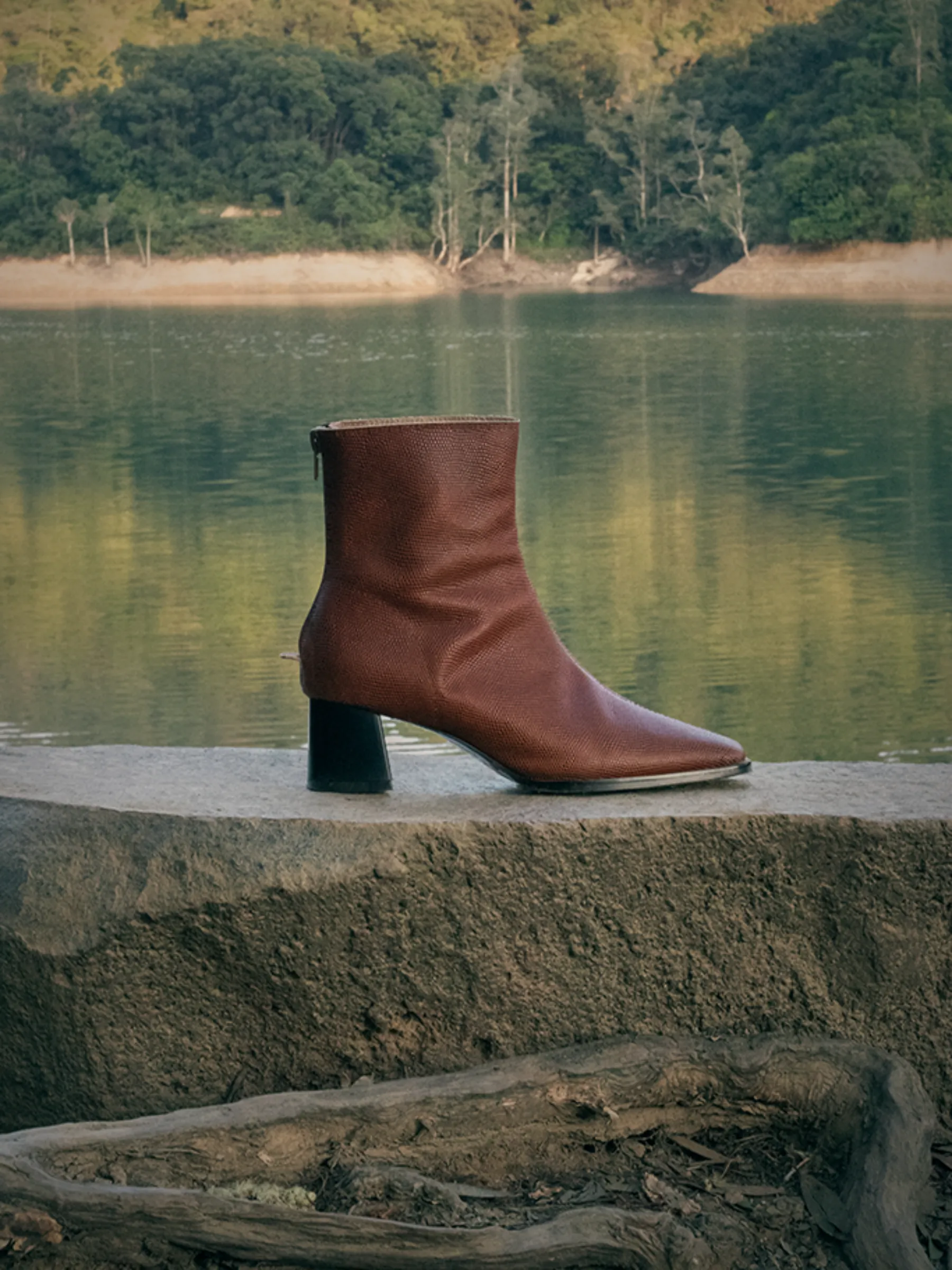 Square Toe Block Heel Leather Boots