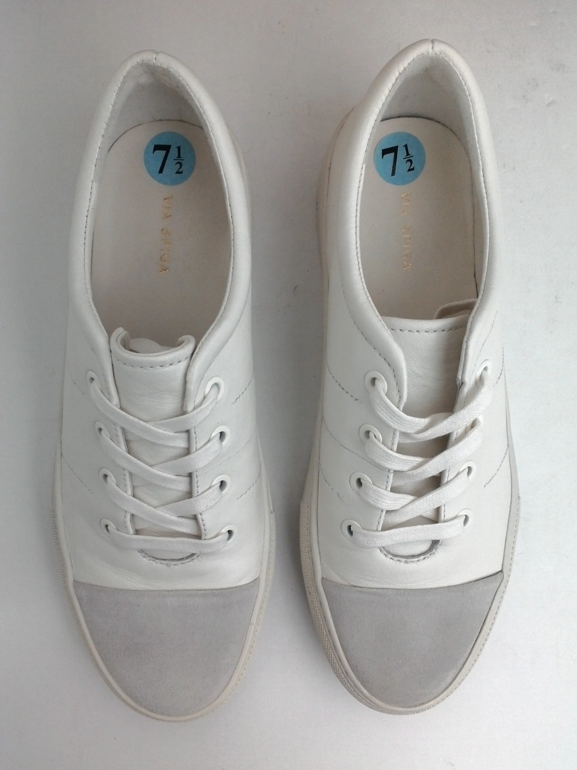 Via Spiga Women's V-Sybil Milk Leather Sneakers Size 7.5 M